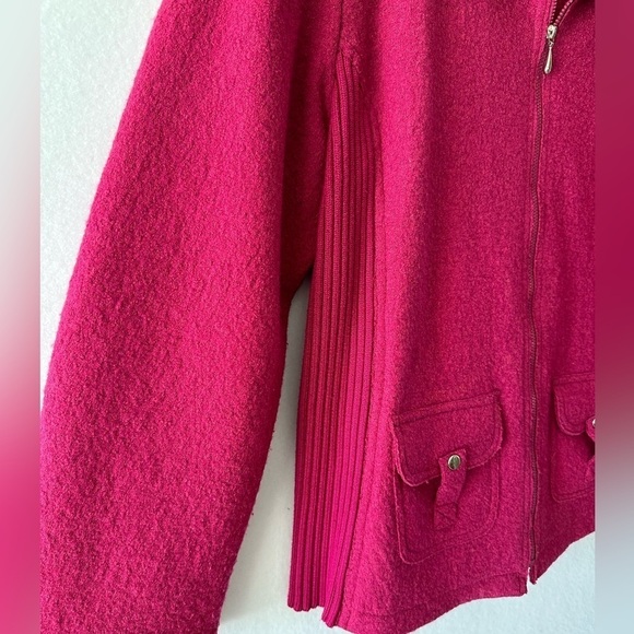 Picadilly Fashions Women's Wool Blend Zip Front Sweater Jacket Fuchsia Large - Picture 3 of 8